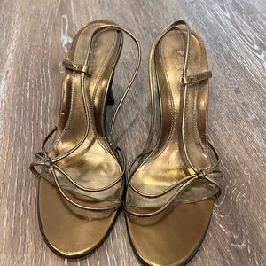 Pesaro Elegant Bronze Gold Metallic Strappy Heels